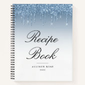 Modernes Blue Glitzer Rezept Buch (Vorderseite)