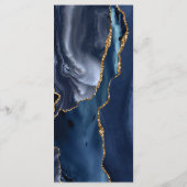 Modernes Blue Gold Agate Dark Wedding Menu Menükarte (Rückseite)