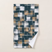 Modernes Blue Gold Brown Schwarz-weiß Kariert Badhandtuch Set (Handtuch)