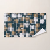 Modernes Blue Gold Brown Schwarz-weiß Kariert Badhandtuch Set (Handtuch)