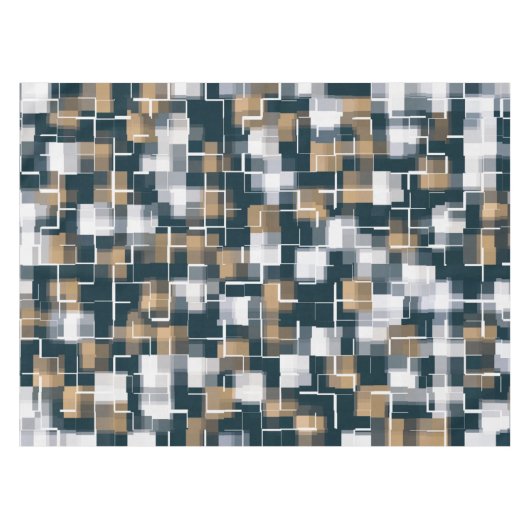 Modernes Blue Gold Brown Schwarz-weiß Kariert Tischdecke (Vorderseite (Horizontal))