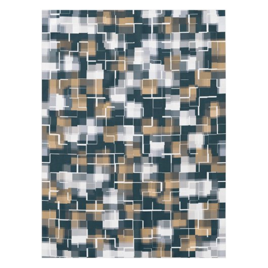 Modernes Blue Gold Brown Schwarz-weiß Kariert Tischdecke (Vorderseite)