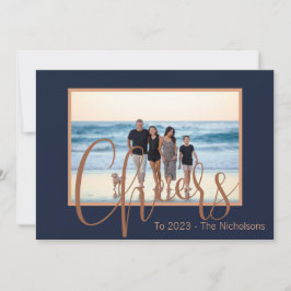 Modernes Blue & Gold Cheers Neujahrskalender Foto Feiertagskarte