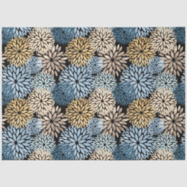 Modernes Blue Gold Dahlia Floral Seidenpapier