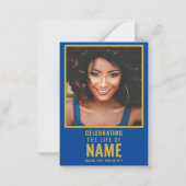 Modernes Blue Gold Foto-Fest zum Leben Mitteilungskarte (Vorderseite)