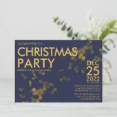 Modernes Blue Gold Glitzer Konfetti Weihnachten Pa Einladung (Stehend Vorderseite)