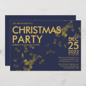 Modernes Blue Gold Glitzer Konfetti Weihnachten Pa Einladung (Vorne/Hinten)