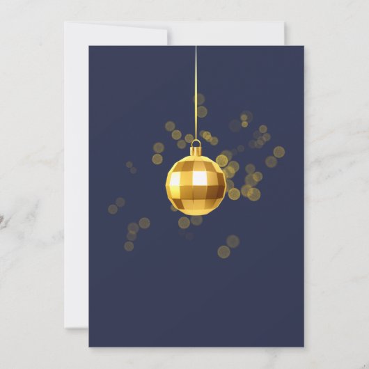 Modernes Blue Gold Glitzer Ornament Weihnachts-Par Einladung (Rückseite)