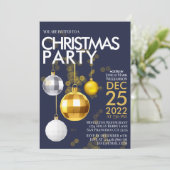 Modernes Blue Gold Glitzer Ornament Weihnachts-Par Einladung (Stehend Vorderseite)