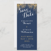 Modernes Blue Gold Hochzeitssemble für Navy - Foto Save The Date (Rückseite)