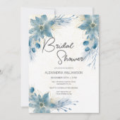 Modernes Blue & Gold Poinsettia Brautparty Einladung (Vorderseite)