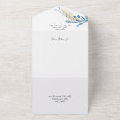 Modernes Blue & Gold-Poinsettia für den weißen QR- All In One Einladung (Außenbereich)