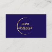 Modernes Blue Gold, QR Code Berufliches Foto Visitenkarte (Vorderseite)