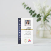 Modernes Blue Gold QR Code Foto Notar Public Logo Visitenkarte (Stehend Vorderseite)