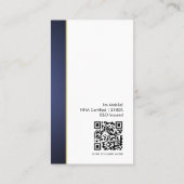 Modernes Blue Gold QR Code Foto Notar Public Logo Visitenkarte (Rückseite)