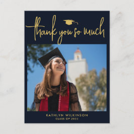 Modernes Blue Gold Script Minimalistisch Vielen Da Postkarte