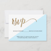 Modernes Blue Gold UAWG ohne Mailing Reservierungs RSVP Karte (Vorderseite)