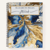 Modernes Blue & Gold Watercolor - Abstraktes Sketc Notizblock (Vorderseite)