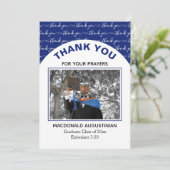 Modernes Blue Graduate Foto Vielen Dank Dankeskarte (Stehend Vorderseite)