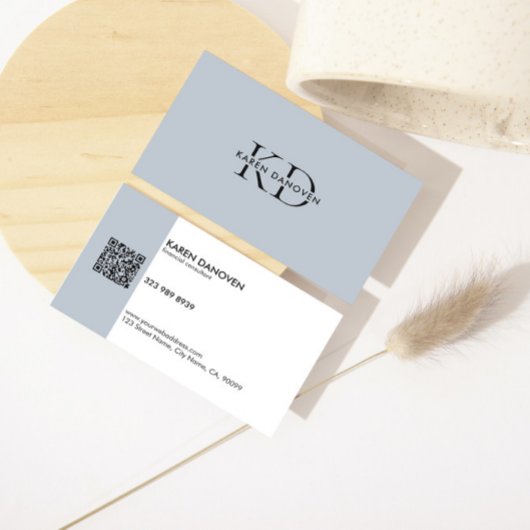 Modernes Blue-Gray Monogramm Beruflich Visitenkarte