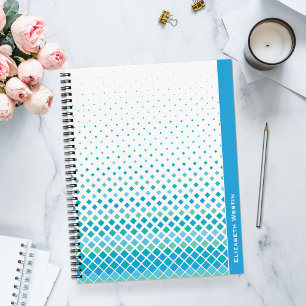 Modernes Blue Green Abstrakt Diamond-Notebook Notizblock