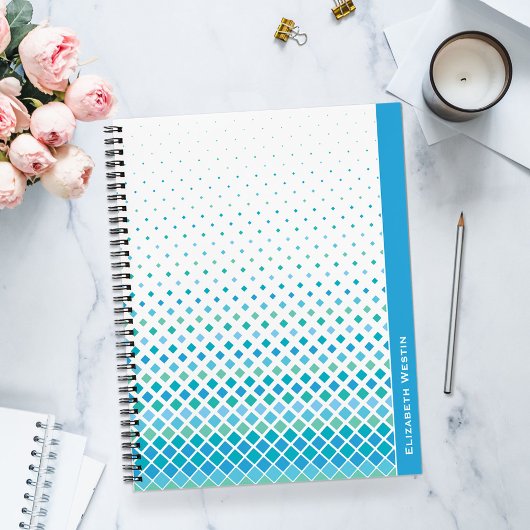 Modernes Blue Green Abstrakt Diamond-Notebook Notizblock