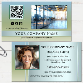 Modernes Blue Green Office-Foto Visitenkarte