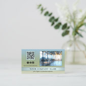 Modernes Blue Green Office-Foto Visitenkarte (Stehend Vorderseite)