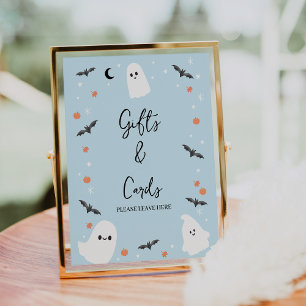 Modernes Blue Halloween Baby Duschzeichen Fotodruck