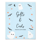 Modernes Blue Halloween Baby Duschzeichen Fotodruck (Vorne)