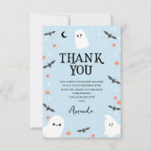 Modernes Blue Halloween Little Boo Baby Dusche Dankeskarte (Vorderseite)