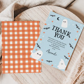 Modernes Blue Halloween Little Boo Baby Dusche Dankeskarte