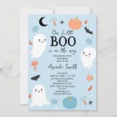 Modernes Blue Halloween Little Boo Baby Dusche Einladung (Vorderseite)