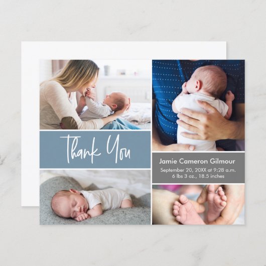 Modernes Blue Handlettern Skript mit mehreren Foto (Vorne/Hinten)