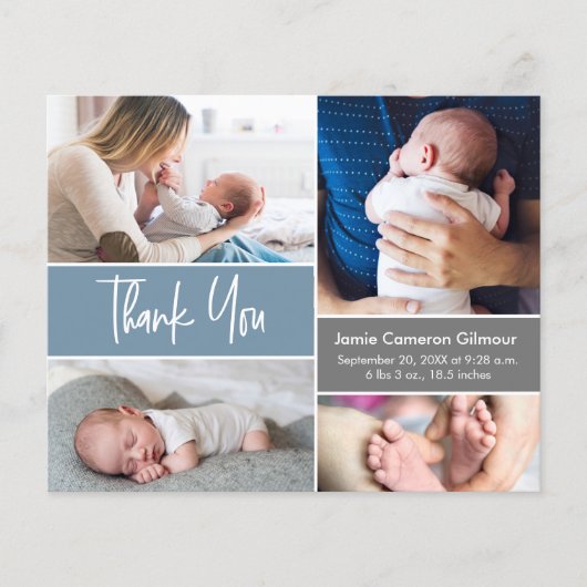 Modernes Blue Handlettern Skript mit mehreren Foto (Vorderseite)