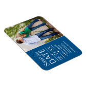 Modernes Blue Hearts Wedding Foto Save the Date Magnet (Rechte Seite)