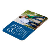 Modernes Blue Hearts Wedding Foto Save the Date Magnet (Linke Seite)