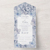 Modernes Blue Hydrangea Blooms Dinner All In One Einladung (Innen Boden)