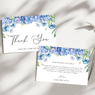 Modernes Blue Hydrangea Floral Brautparty Dankeskarte