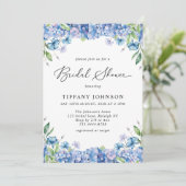 Modernes Blue Hydrangea Floral Brautparty Einladung (Stehend Vorderseite)