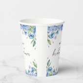 Modernes Blue Hydrangea Floral Brautparty Pappbecher (Rechts)