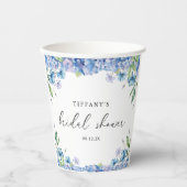 Modernes Blue Hydrangea Floral Brautparty Pappbecher (Vorderseite)