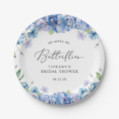 Modernes Blue Hydrangea Floral Brautparty Pappteller (Vorderseite)