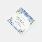 Modernes Blue Hydrangea Floral Brautparty Serviette (Ecke)