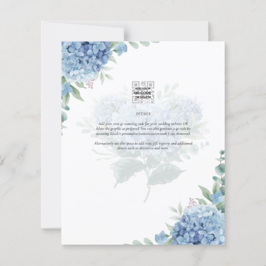 Modernes Blue Hydrangea FOTO Brautparty lädt ein (Rückseite)