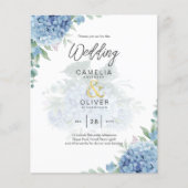 Modernes Blue Hydrangea FOTO Hochzeit Einladung (Vorderseite)