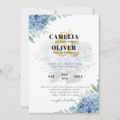 Modernes Blue Hydrangea FOTO Hochzeit Einladung (Vorderseite)