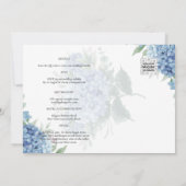 Modernes Blue Hydrangea FOTO Hochzeit Einladung (Rückseite)