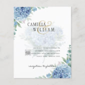 Modernes Blue Hydrangea FOTO Hochzeit Einladung (Vorderseite)