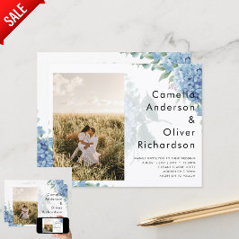 Modernes Blue Hydrangea FOTO Hochzeit Einladung